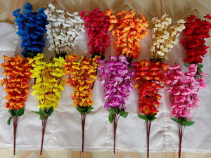 Branche de fleurs artificielles en soie pêche <span class=keywords><strong>et</strong></span> cerisier en blanc, rose <span class=keywords><strong>et</strong></span> violet - Décoration de remise de diplôme - Product Image 5