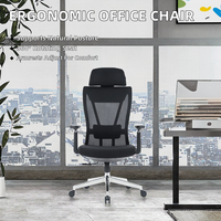 Chaise de bureau ergonomique chromée de luxe avec accoudoirs réglables, appui-tête et soutien lombaire confortable