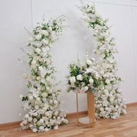 Bruiloft achtergronddecoratie poort decoratie bloemrij kunstbloemen metalen standaard bloemenhoorn boog voor bruiloft