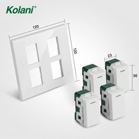 Sakelar Lampu Dinding Minimalis dengan 4 Tombol Rocker Berlampu, Panel Empat Modul 120 Persegi 16A 250V Putih Mengkilap untuk Hotel