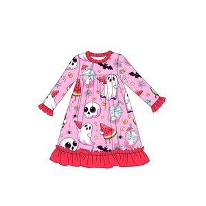Babylovey Camicia <span class=keywords><strong>da</strong></span> <span class=keywords><strong>Notte</strong></span> <span class=keywords><strong>per</strong></span> Bambina in Fibra di Bambù con Maniche Lunghe e Volant, Design Personalizzato di Alta Qualità <span class=keywords><strong>per</strong></span> Halloween - Product Image 1