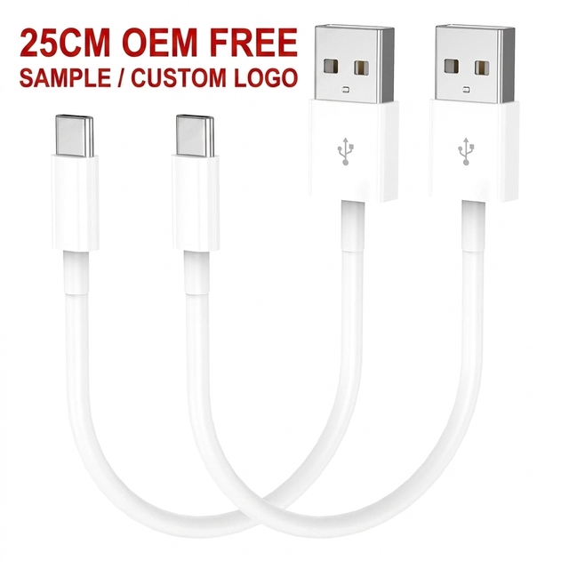 Portable 25cm USB C Cable for Power Bank Fast Charge Data Transfer Short Type-C Charging Cable for Samsung Xiaomi Huawei