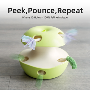 Jouet tunnel <span class=keywords><strong>interactif</strong></span> pour chat en plastique en forme de pomme, rechargeable, avec mouvements de dessin animé simples, pour l'exercice et l'enrichissement automatiques - Product Image 4