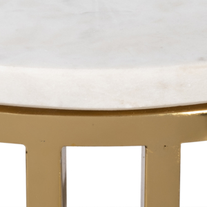 <b>Round</b> <b>Side</b> <b>Table</b> With Marble Top <b>Gold</b> Metal Frame For Living Room Or Bedroom Decor - Product Image 4