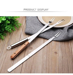 Nuevo Juego de Cuchillo y Tenedor <span class=keywords><strong>para</strong></span> Barbacoa de Acero Inoxidable, Mango Alargado con Manivela Plana, Tenedor <span class=keywords><strong>para</strong></span> Asar Cordero y Herramienta de Cuchillo <span class=keywords><strong>para</strong></span> Barbacoa - Product Image 3