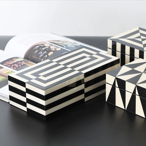 Home Decor Handmade Bone Inlay <strong>Box</strong> Baked Enamel Painted Wooden <strong>Jewelry</strong> <strong>Box</strong> Organizer for Keepsakes Trinkets - Product Image 3