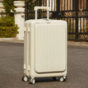 Valise de <span class=keywords><strong>voyage</strong></span> multifonctionnelle à ouverture frontale avec roulettes silencieuses, port de charge USB, porte-téléphone et porte-gobelet – Vente en gros de bagages - Product Image 3