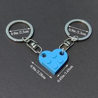 Kit de porte-clés en briques en forme de cœur DIY, blocs de construction en acrylique, puzzle pour couples, breloques d'amour, cadeau d'anniversaire pour petit ami ou petite amie