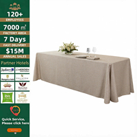 Nappe de banquet en faux lin, polyester tissé, résistante aux plis, pour la location d'événements hôteliers, vente en gros