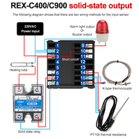 Relé de Salida de 1 Alarma, Controlador de Temperatura Digital de 12 V CA, Termostato Digital REX-C400