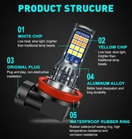 Feux de brouillard à double couleur pour voiture Strobe HB3 HB4 9006 9005 H11 H8 H7 H4, DC12V, clignotants automatiques, accessoires de voiture, ampoules LED clignotantes DRL