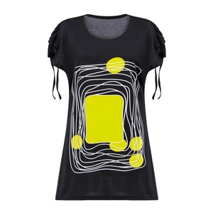 卸売夏のグラフィックトップス女性半袖チュニックグラフィックプリントTシャツ自由奔放に生きるトップスブラウス2024レディース - Product Image 5