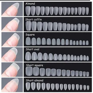 XS Short False Nails Tipps Drücken Sie auf das Nagel verlängerung system Frosted Soft Gel X Oval Coffin Square Acryl Nail Gel Tips