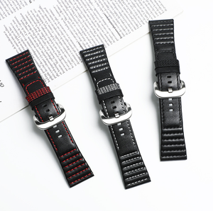 Correa de Reloj de Cuero Genuino de Vaca de Lujo de 28 mm, Negra con Costuras, para Reloj Seven <span class=keywords><strong>Friday</strong></span> - Product Image 4