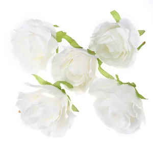 HT123 웨딩 파티 연회용 도매 장미 꽃 시뮬레이션 장미 웨딩 화이트 큰 장미 꽃 헤드
