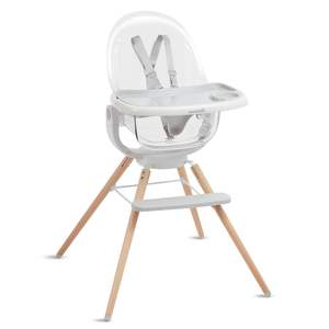 <span class=keywords><strong>Chaise</strong></span> <span class=keywords><strong>haute</strong></span> personnalisée pour bébé et tout-petit avec siège transparent et rotation à 360° °   Fauteuil pivotant, blanc et gris avec pieds en bois - Product Image 1