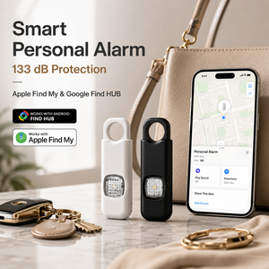 Alarme de sécurité portable pour les voyages avec suivi GPS intelligent, compatible avec Apple et Google Find My, sirène d'urgence SOS pour les voyageurs seuls - Product Image 1