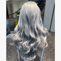 Perruque Lace Front Synthétique 5x5 en Fibre Haute Température Résistante à la Chaleur, Ligne de Cheveux Naturelle, Sans Colle, 24 Pouces, Ondulée, Châtain Foncé, avec Frange