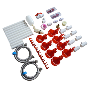 Nouveau kit de système d'abreuvement automatique pour volailles de 48 pièces, avec 8 abreuvoirs rouges à tétine, accessoires complets pour abreuvoirs de volailles, valve flottante et <span class=keywords><strong>tuyau</strong></span> - Product Image 5