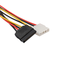 Kabel Daya SATA Male 20cm 15Pin ke IDE Molex Female 4Pin + SATA Female untuk Hard Disk Motherboard