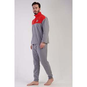 Conjunto de Pijama para Hombre con Cuello Polar, Hombros Caídos, Mangas Largas, Cierre de Cremallera y Puños con Bolsillos - Gris - Gris - Product Image 4