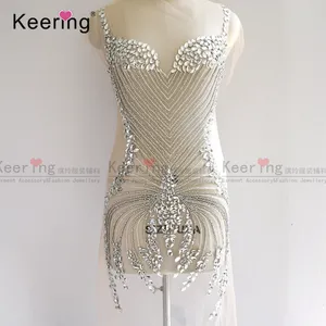 Nuevo muy hermosas Bling Pavo Real-forma brillante de piedra de cristal de diamantes de imitación boda Vestido apliques WDP-151