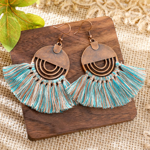 Bohemian Tassel <b>Drop</b> Earrings Alloy Antique <b>Bronze</b> Plated Women's Party Jewelry Fashion Dangle Earrings - Product Image 4