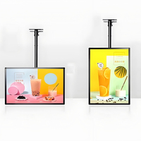 Vente en gros de boîtes lumineuses LED ultra-minces en verre trempé, panneaux d'affichage suspendus, menus lumineux pour la publicité commerciale