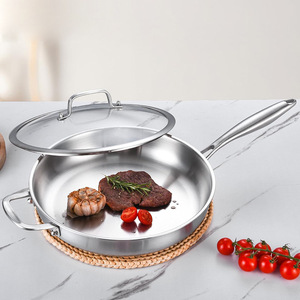 กระทะสแตนเลสสามชั้นพร้อมฝาปิด ทรงกลม ทนทาน ใช้กับเตาได้ - Product Image 4