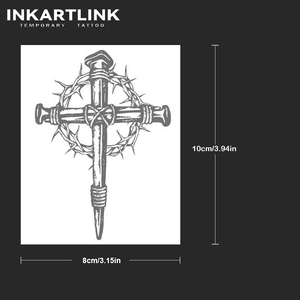 Pegatina <span class=keywords><strong>de</strong></span> <span class=keywords><strong>Tatuaje</strong></span> Herbal Personalizada con Diseño <span class=keywords><strong>de</strong></span> Espinas y Cruz, Resistente al Agua, <span class=keywords><strong>de</strong></span> Larga Duración (15 Días), Arte Corporal Semipermanente para Cuello y <span class=keywords><strong>Espalda</strong></span> - Product Image 4