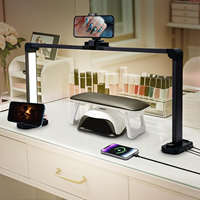Lampe de maquillage pour salon de manucure, tatouage et cils LED 40W avec support pour smartphone et design réglable, lumière de bureau en forme de demi-lune