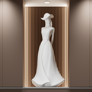 Sculpture murale minimaliste abstraite de la silhouette féminine, ornement artistique pour la décoration des entrées et des halls d'exposition - Product Image 1