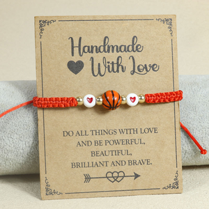 Pulsera Trenzada con Temática de Béisbol, con Cuentas <span class=keywords><strong>en</strong></span> Forma de Corazón, Ajustable, para Niñas y Niños Fanáticos del Deporte, Venta al Por Mayor - Product Image 6