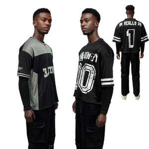 Biểu Tượng Tùy Chỉnh Bóng Đá Jersey Người Đàn Ông Áo Thun Boxy Phù Hợp Với Thời Trang dạo phố Quá Khổ Cổ Điển Thăng Hoa Lưới <span class=keywords><strong>Polyester</strong></span> Bóng Đá Jersey T Áo Sơ Mi - Product Image 2