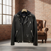 Veste de moto courte en cuir véritable pour homme, coupe ajustée, capuche amovible, 2026 Star
