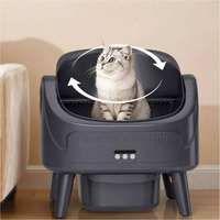 Intelligente Automatische Katzentoilette aus PP-Material, Einfache Reinigung, Schwarz, App-Steuerung, 6 Sicherheitsschutzfunktionen, für Mehrere Katzen, 10kg