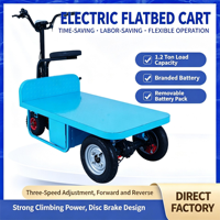 Chariot électrique à plateforme à 4 roues, chariot électrique à plateau, capacité de charge de 1200 kg, chariot de transport pour la manutention des matériaux en entrepôt