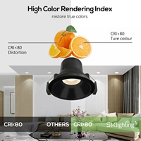 Lampu Downlight LED Eropa hitam 12W 3CCT CE IP44 tahan air COB Adjustable Down Light Aluminium untuk Kantor Rumah Hotel lampu Modern