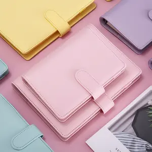 Güzel macaron PU deri 6 yüzükler gevşek yaprak binder spiral defter klasörü gündem planlayıcısı organizatör kırtasiye A6 A5