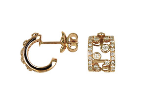 Pendientes de Botón Cuadrados Huecos de Oro Rosa de 18K con Diamantes Pavé, Joyería de Lujo, Hipoalergénicos, Accesorio para Mujer - Product Image 3