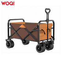 Chariot pliable WOQI avec hayon et grandes roues, chariots utilitaires pliants robustes pour la plage, le camping et les activités de plein air