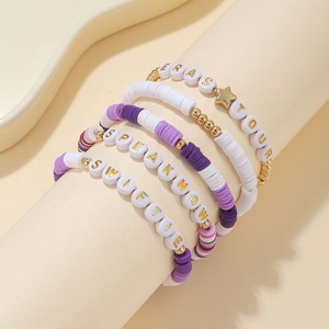 Custom Handmade Clay Stretch for <b>Bracelets</b> Colorful Letter Charms-Personalized Multi-Layer <b>Bracelets</b> for Promotional Gifts - Product Image 4