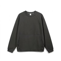 Sweat-shirt ras du cou épais pour homme 380 GSM, pull molletonné à manches raglan, coupe minimaliste ample, streetwear, haut vierge