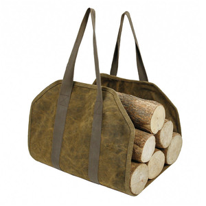 Bolsa de Lona Reforzada para Leña, 16 Oz, Gran Capacidad, Bolsa de Almacenamiento de Leña para Exteriores, Color Lodoso, Portátil - Product Image 5