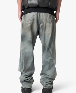Jeans en denim déchiré à coupe ample avec panneaux et patchs, lavage à la boue <span class=keywords><strong>bleu</strong></span> vintage, design personnalisé Balenciasgaed pour hommes, nouveau modèle 2026 - Product Image 2