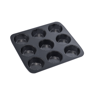 Moule à pains à hamburger antiadhésif de 3 pouces, 9 cavités, en acier au carbone épais pour la cuisson de hamburgers faits <span class=keywords><strong>maison</strong></span> - Product Image 3