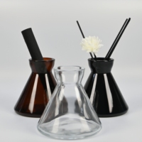 Flacon en verre plat vide pour huiles essentielles, diffuseur d'arômes de luxe noir pour la maison, avec bouchon à vis, 30ml-200ml