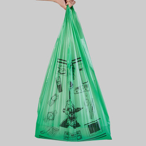 Venta al por mayor de bolsas de camisetas de compras de supermercado verde personalizado de uso pesado para exposiciones - Product Image 1