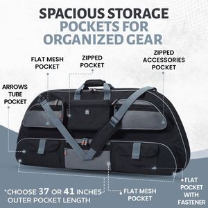 Sac de transport robuste pour arc souple, arc recurve démontable et arc compound, avec poches rembourrées pour flèches et sangle, pour la chasse - Product Image 6