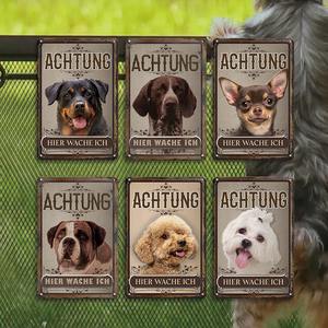 Plaque en métal vintage allemande avec inscription « Achtung » pour la décoration murale du garage, du hangar, <span class=keywords><strong>de</strong></span> la salle <span class=keywords><strong>de</strong></span> jeux, humour du chien <span class=keywords><strong>de</strong></span> garde, langue allemande rétro - Product Image 2